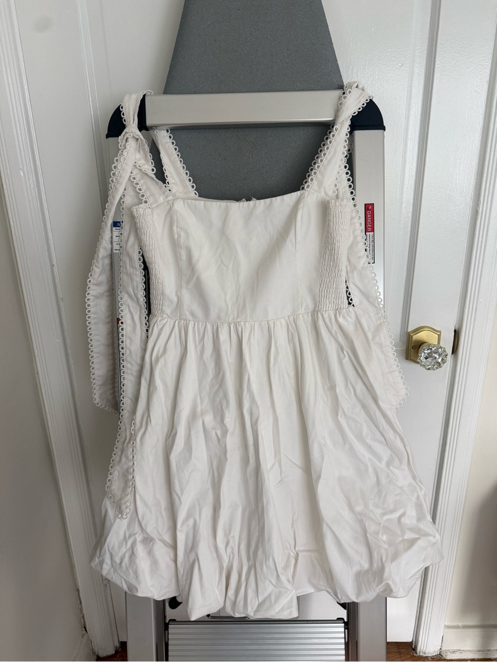 Adrianna Papell White Eyelet Tie-Strap Sundress